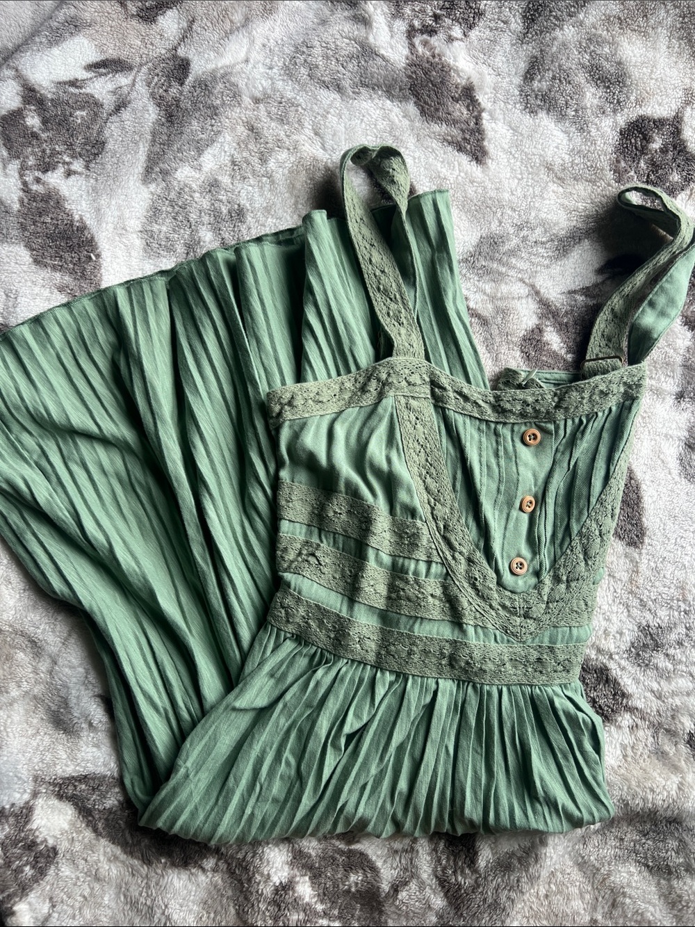 Matilda Jane/Joanna Gaines collaboration- Sage Green Crochet-Trim Maxi Dress
